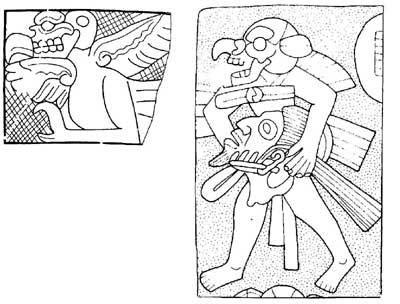 Figure 10. Mythical beings: Bird with skull. Detail of monument 1, Bilbao. Drawing by Oswaldo Chinchilla.