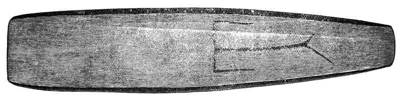 Thunderbird engraved on a perforated slate bar showing lightning or power lines emanating wing (a) and depicted as crane-like image on a two-hole slate gorget (b). Reproduced from Wintemberg 1924).