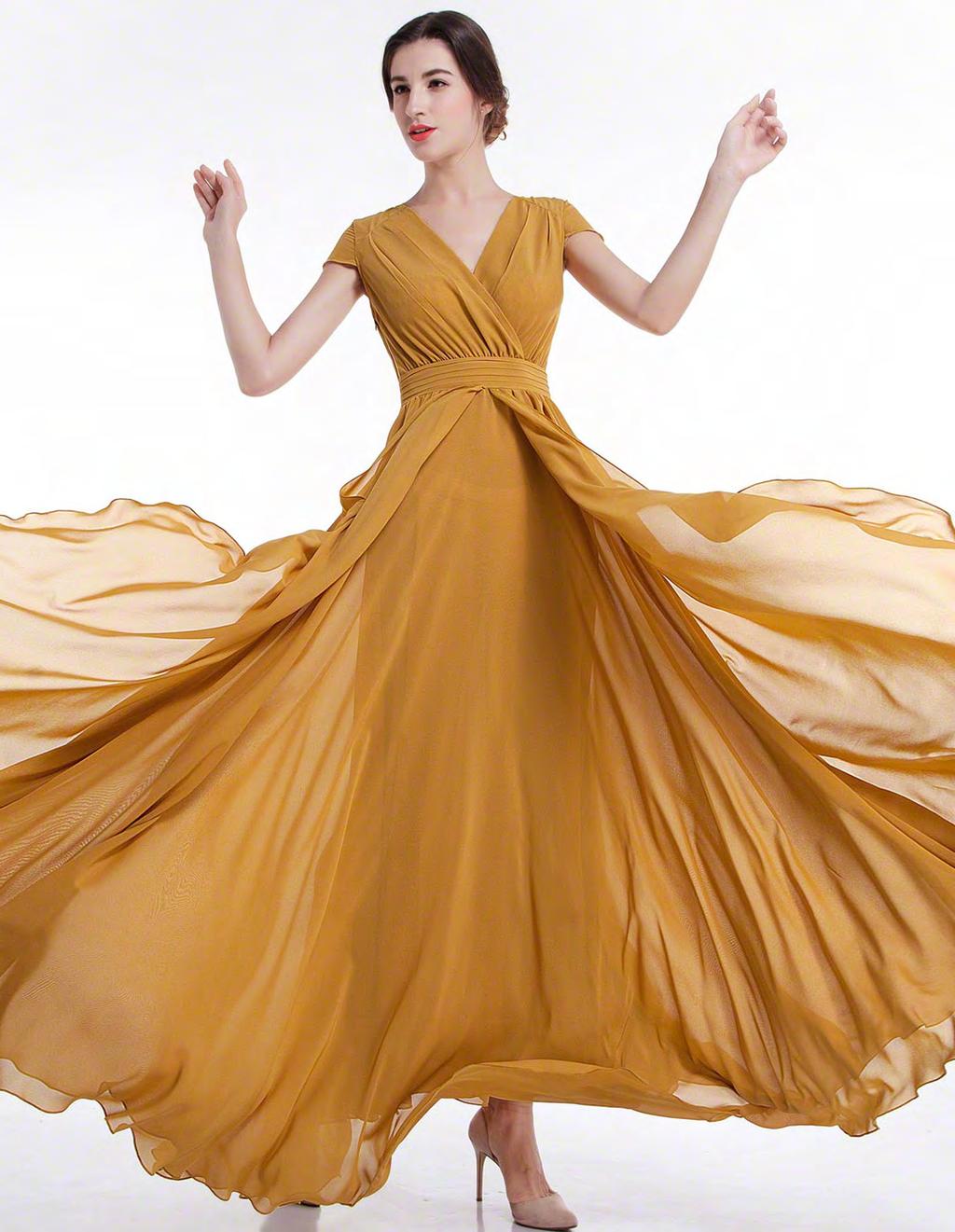 We ve come to rely on the chic black dress as a go-to for elegant events, but for those that like to show off their colorful personality, this bold, beautiful mustard yellow elegant evening gown is