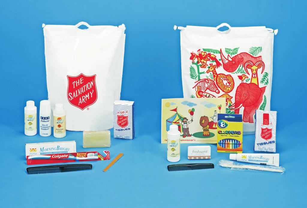KITS FOR HOLIDAY SHARING $1.95 These kits contain donated items. They may be given to the ill, needy, and to children. Products may be substituted. $1.59 Unisex Bag Kit Contains soap, body wash, lotion, shampoo, toothbrush and toothpaste, comb, emeryboard, tissues.