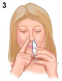 3Gently insert the bottle tip into one nostril.