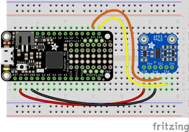 CircuitPython Code It's easy to use the APDS9960 sensor with CircuitPython and the Adafruit CircuitPython APDS9960 module.