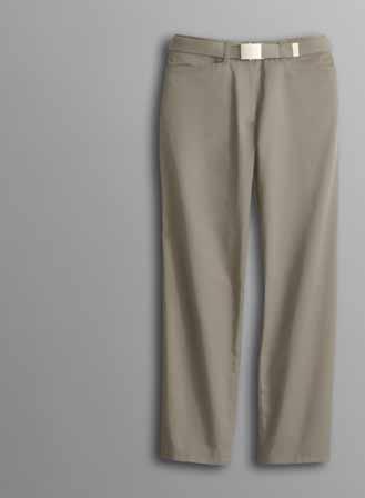 omfort Slacks, Flat Front Brushed fabric is soft yet durable. Relaxed fit. Lined waistband. Heavy-duty brass zipper with button closure. Belt loops. ouble-stitched pockets.