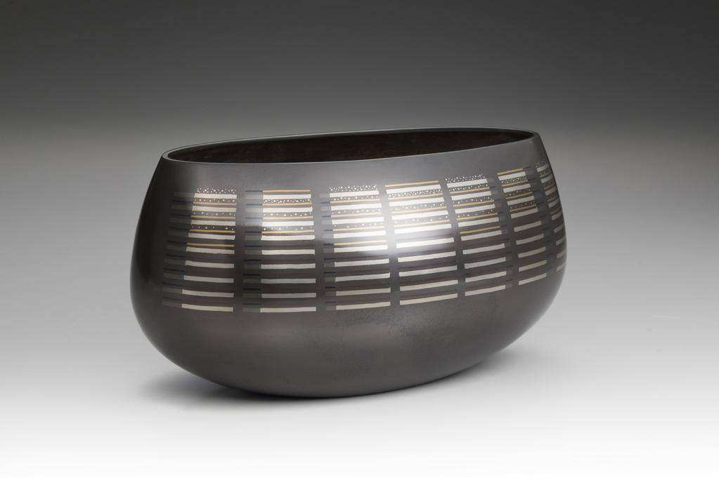 Vase Calm Sea, 2016; cast alloy of copper, silver, and tin with copper, silver, and gold inlay h. 7 1/2 x w. 14 3/8 x d. 8 1/4 in. (19 x 36.