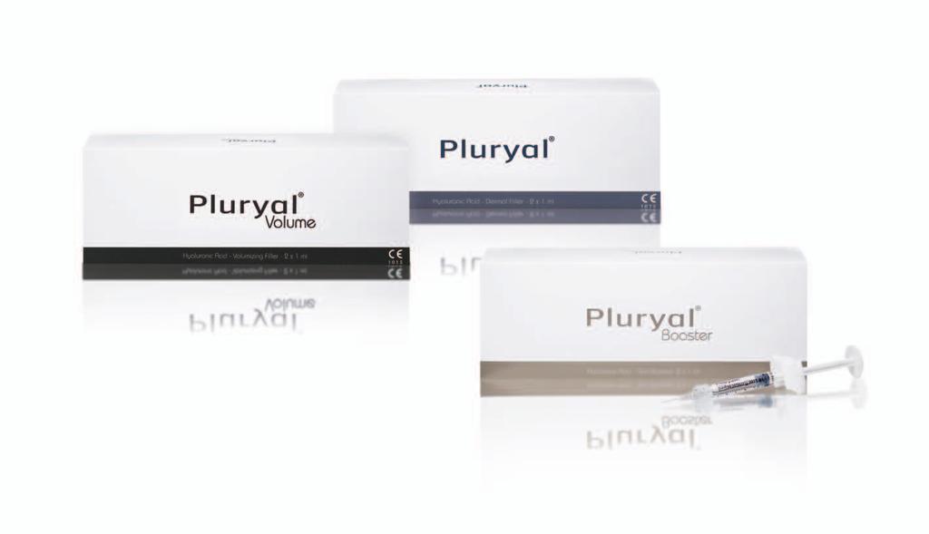 Pluryal and Pluryal Volume dermal fillers ; - Pluryal Booster skin booster with antioxidant ; Based on P.R.