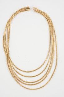 1119 14K yellow gold 5-rows necklace. Made in Italy.