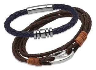 Braided black leather bracelet with