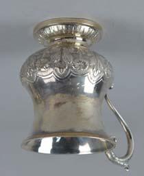 1ozt, 252 grams (6) 60-100 plus BP* Lot 105 Lot 105 AN EARLY VICTORIAN SILVER CREAM JUG, of baluster form, cast S scroll handle, engraved initials below the