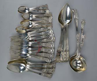 Lot 116 Lot 114 Lot 114 A MATCHED 19TH AND 20TH CENTURY SILVER PART CANTEEN OF KINGS PATTERN CUTLERY, comprising a soup ladle, Thomas Smily, London 1863, a smaller soup ladle, John James Whiting,