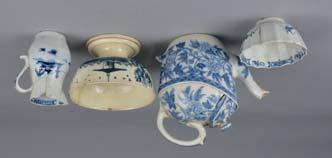 , together with a late 18th Century pearlware tea caddy (replacement cover) and two early early 19th Century pearlware children s teacups and saucers,