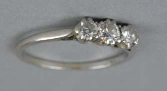65ct, colour assessed as H-I, clarity assessed as VS2-SI2, ring size R 1/2, stamped Plat, approximate gross weight 3.