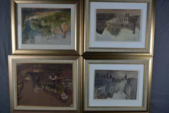 three signed, smallest approximately 21cm x 29.5cm and largest approximately 27cm x 34.