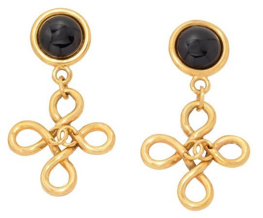 3cm SZZ121P clip earrings in gold-toned metal with black