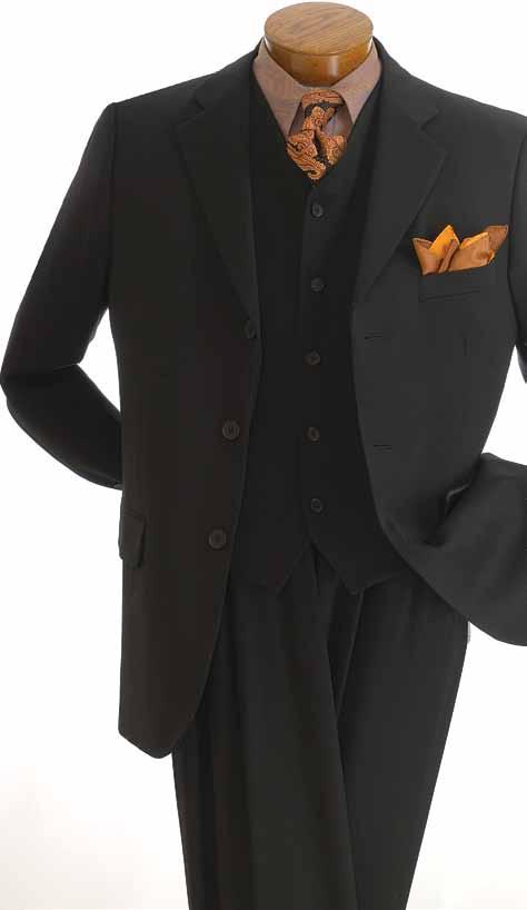 BREASTED) BASIC CUT SUIT, SPECIAL HEATHERED FABRIC DOUBLE VENTS ON JACKET BACK ELASTIC WAIST BAND, TWO