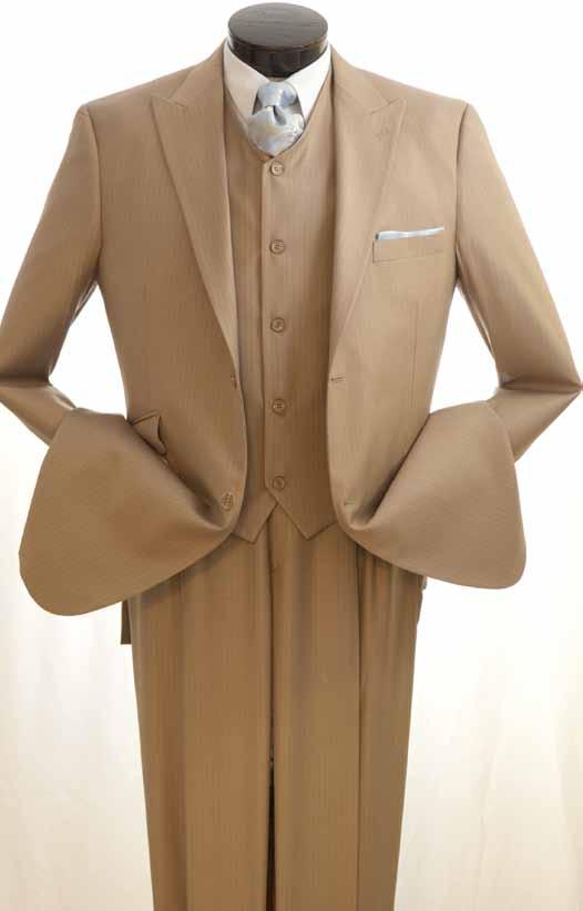FASHION CUT three piece SUITS LOOK LIKE THE PERFECT GENTLEMAN STONE SILVER LIGHT GREY NAVY TAUPE EARTH T622SN 33 HIGH FASHION tonal stripe SUIT 3 PIECE, 2 BUTTON SUIT PEAK LAPELS, DOUBLE VENTS ON