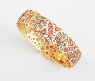57 14K OLD, RUBIES AND EMERALDS 14K pink gold