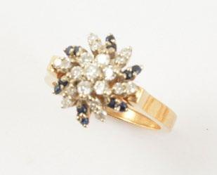 146 AND DIAMONDS 14K yellow gold ring set with nineteen small round diamonds total of 0.