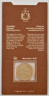 181 CANADIAN 100$ - 22K GOLD - 1976 Canadian 22K gold 100$ coin issued following the adoption of the law on the 1976 Olympic Games by the