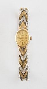 1 MARCEL - 14K AND 14K yellow gold woman s wristwatch, gilt dial, stick index, mechanical