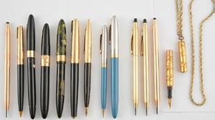 219 GOLD PLATED Lot of 13 pens and fountain pens mainly on