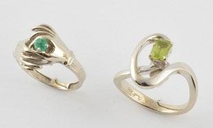 230 SILVER AND GOLD PLATED *Series of 2 rings each set with a green