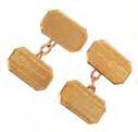 Three with hallmarks for 9ct gold. Total weight 12.2gms. 80-120 647 Three pairs of 9ct gold cufflinks.