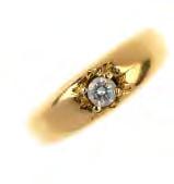 80-120 738 A late 19th century 18ct gold diamond single-stone ring. The replacement brilliant-cut diamond, to the curved band.