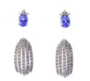 1061 (169475) Two pairs of earrings. To include a pair of diamond half-hoop earrings and a pair of tanzanite and diamond ear studs. Weight 4.5gms.