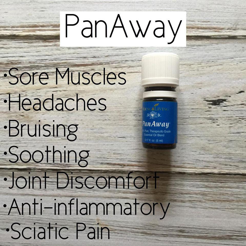 PanAway {often referred to as pain away } has a stimulating aroma and is a popular and original combination of Wintergreen, Helichrysum, Clove, and Peppermint essential oils, created by Gary Young