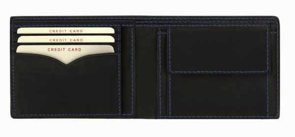 Featuring useful and practical insidecompartments, and visible blue contrast stitching.