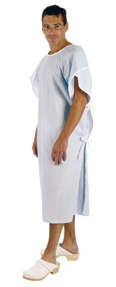 » Pullover exam gown» low maintenance no ties or fastenings» preferred by X-ray departments» Blue twill Polyester/Cotton» Style code: PG210 This patient gown features quick release poppa fasteners at