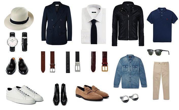 The essentials: Jeans, White Shirt, Little Black Dress, Jersey, Raincoat, Jacket.