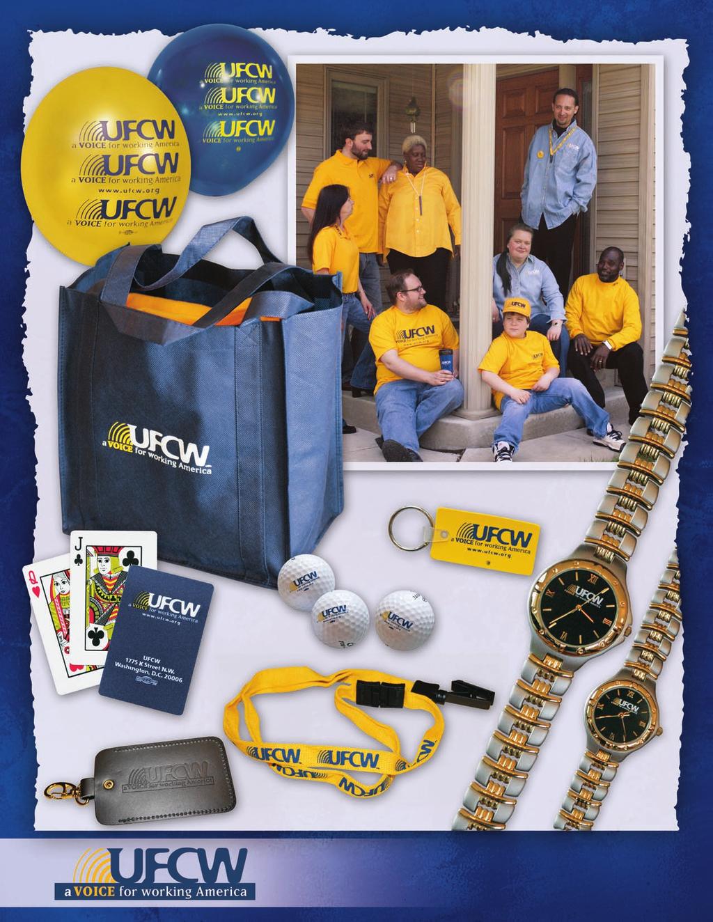 A alloons Gold - UFCW 6008 lue - UFCW 6007 Eco-Tote - 14 x 12 W x 8 eep - UFCW 6015 C Key Ring UFCW