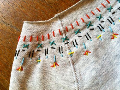 Add some handstitching or embroidery to embellish http://www.