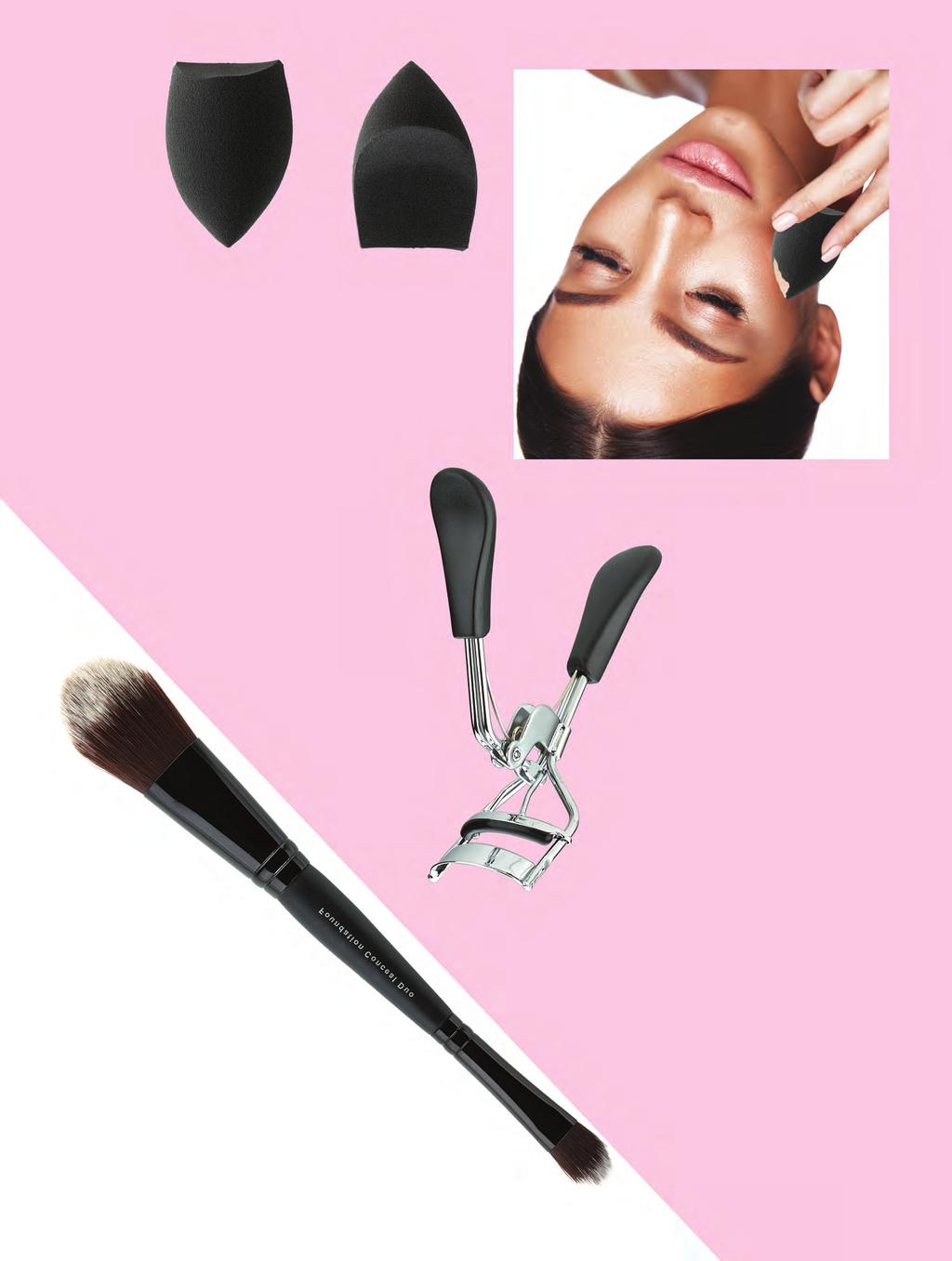 Foundation Conceal Duo Brush This two-sided brush is constructed for a convenient transition between applying foundation and concealer. Synthetic fibers are vegan and cruelty free.