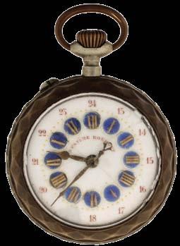 Hara style multicolor enamel dial, gold filled hunting case, serial #10390215 $400-$500 1157 Pocket watches- 4 (Four): The first an 18 size Waltham, 9-11 jewel gilt movement, Roman numeral white