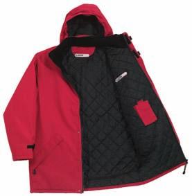 00 Parka - red Waterproof Hood stored inside the collar Zip fastener cover with press studs Sleeve adjustment by means of