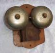 13 Vintage Alarm Bells Mounted On Wooden Base 95.00-140.00 21 Small Tin Military Paraffin Lantern Army Green Coloured Body 20.