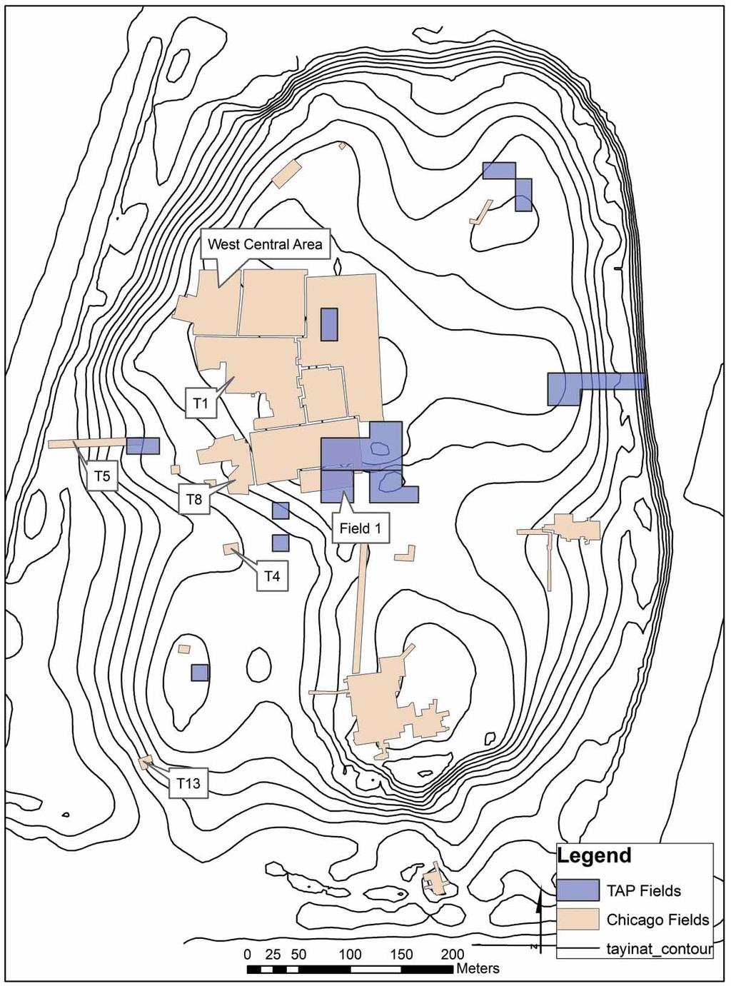 Figure 2 Plan of Tell Tayinat, showing areas excavated by the Syrian-Hittite Expedition, and Tayinat Archaeological Project (TAP) excavation areas.