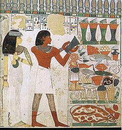 Fig.12 (a) Nakht presenting offerings [23]. Pectoral was also a main endorsement part for the handsome Pharaoh Tutankhamun the son of Akhnaten. Fig.