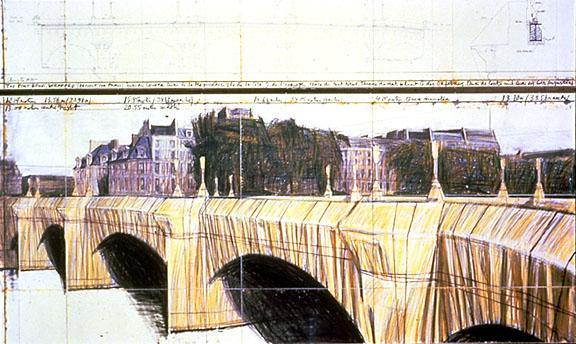Christo s Sketch Photo Slides 11 and 12 Pont Neuf Wrapped, Paris, 1975-1985 The Pont Neuf is a famous bridge in France, in fact, it is the oldest bridge in Paris! Let the children look at the images.