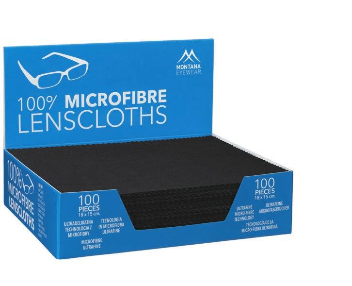 WWW.MONTANAEYEWEAR.COM Only ordered per package deal MF100 PQ "PREMIUM QUATILY" Microfibre lens cloth (18x15 cm.