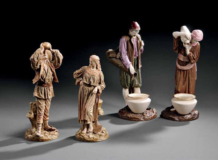 15 14 14 Pair of Royal Worcester Porcelain Roumanian Man and Woman Figures, England, c.