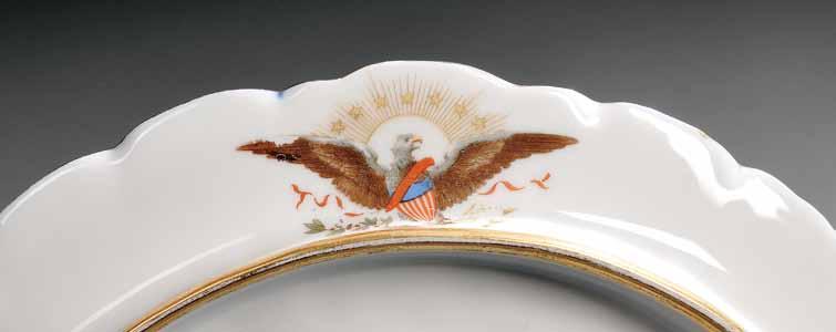 gilded and polychrome enamel decorated, the reverse with eagle to the border,