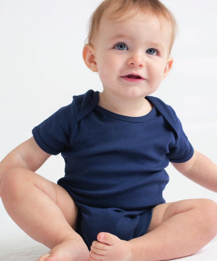 SHORT SLEEVED BODYSUIT LW055 Baby s short sleeved bodysuit with envelope opening on shoulders and bottom YKK popper fastening. Self-coloured binding on neck, cuffs and leg openings.