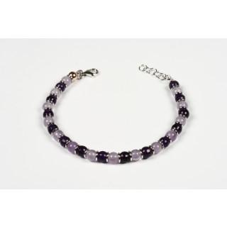 SBR0443 925 STERLING SILVER RHODIUM PLATED BRACELET WITH MULTIFACED VIOLET CHRYSTALS