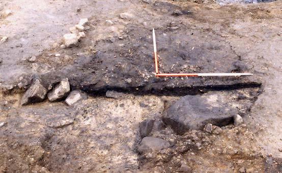 Fig. 4. The earliest hearth at the burnt mound at Titlington Mount, Northumberland.