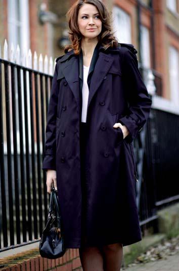 Mix & Match Mix & Match Lindale Ladies Trenchcoat (Navy) Double breasted, front and rear cape detail, belted,
