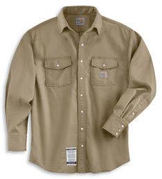 ORIGINAL FIT 7-ounce,FR twill: 88% cotton/12% high-tenacity nylon Spread collar with button closure Snap-front closure Two chest pockets with flaps and snap 8.