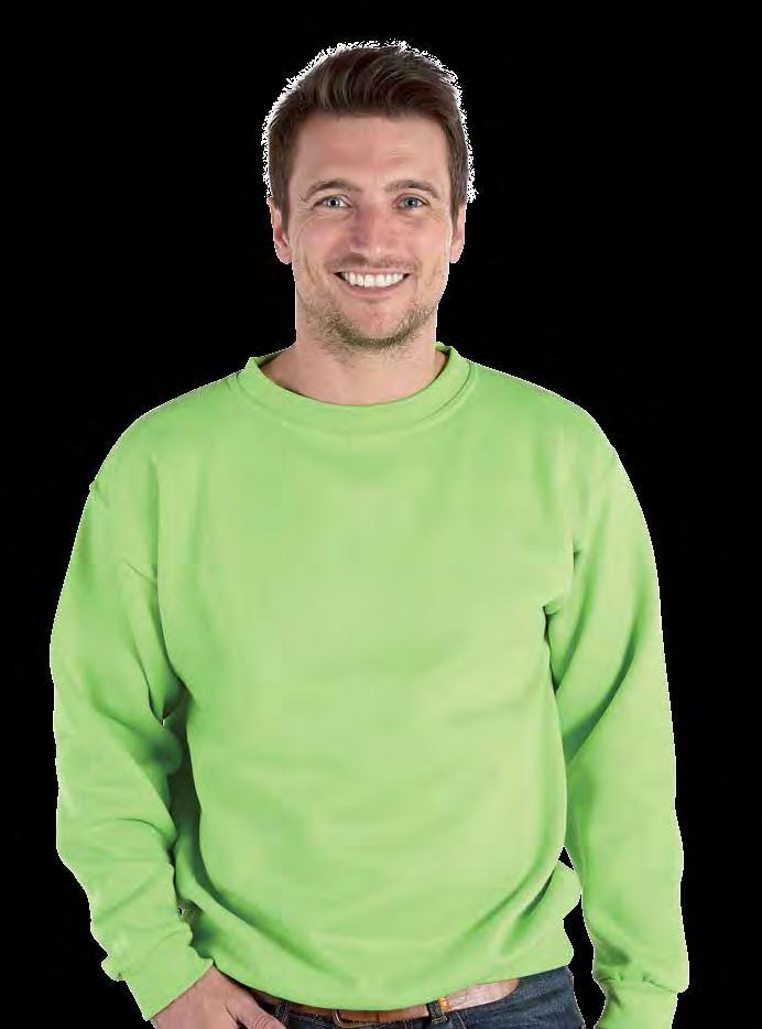 RK20 Deluxe Heavy Sweatshirt Weight 340gsm 65% Cotton / 35% Polyester Twin needle stitching throughout Shoulder to shoulder taping Half moon yoke Rib at neck, cuffs and hem Generous cut 6XL and 7XL &